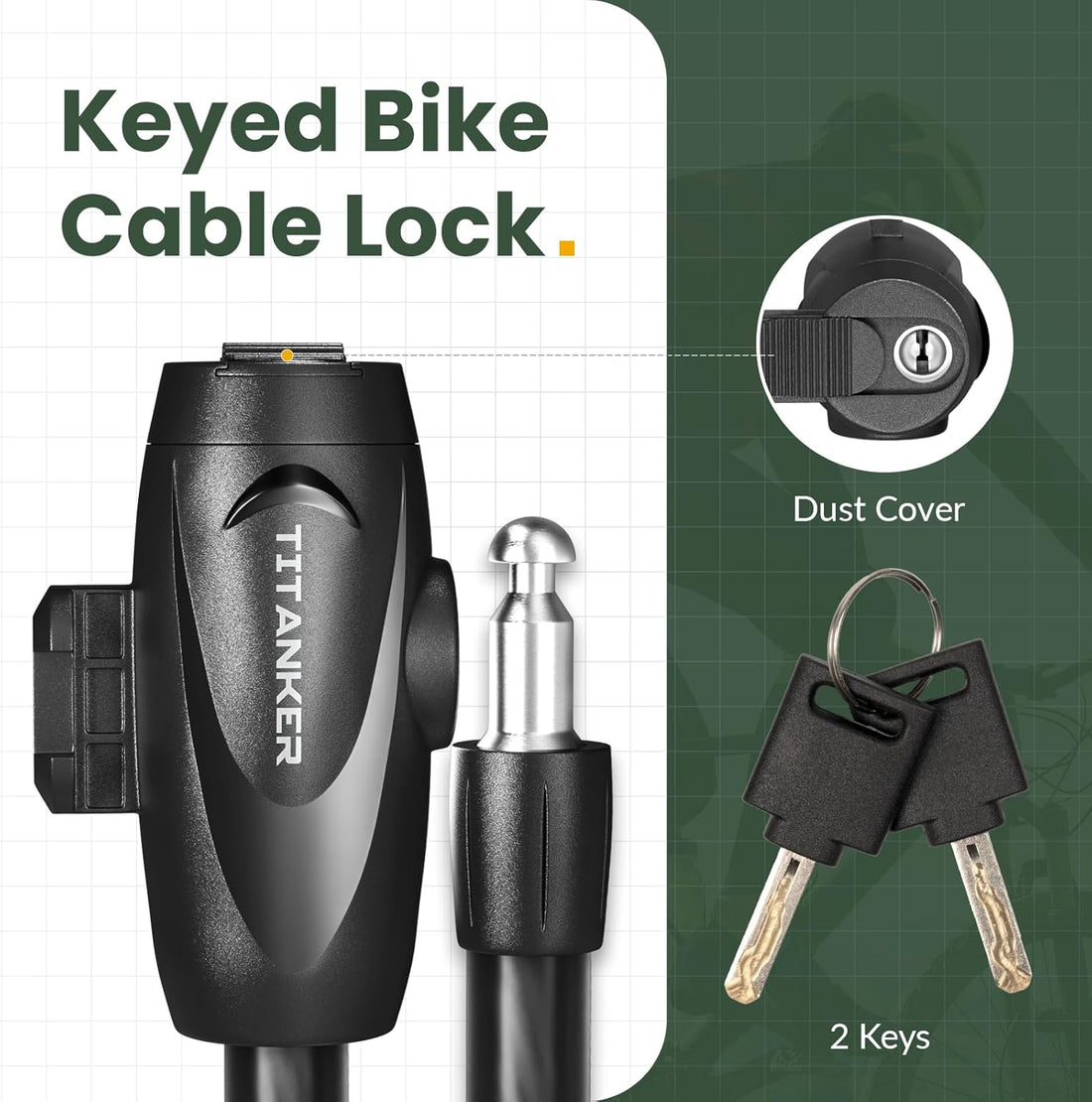 Bike Lock, 1/2 Inch Thick Bike Lock Cable Coiled Secure Bicycle Lock with Keys Scooter Lock Bike Locks Heavy Duty anti Theft Bike Cable Lock with Mounting Bracket (4Feet, 6 Feet)