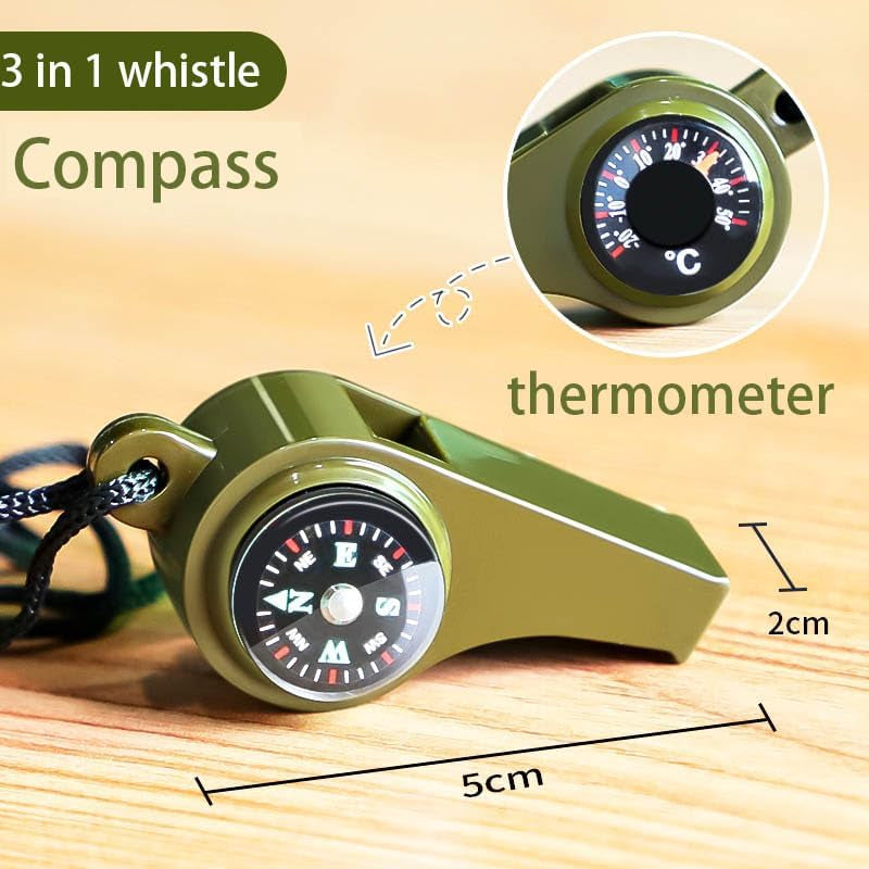 2 Pack Emergency Survival Whistle, 3-In-1 Loud Safety Whistles