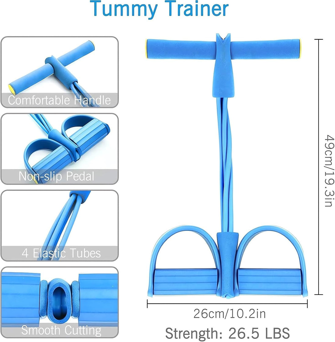 21 Fitness Resistance Bands-4 Tube Pedal Ankle Puller - 2023 New Sit up Leg Stretch Rope Exercise Bands with Handles, Stretching Workout Fitness Bands for Arm Weights Exercise Equipment