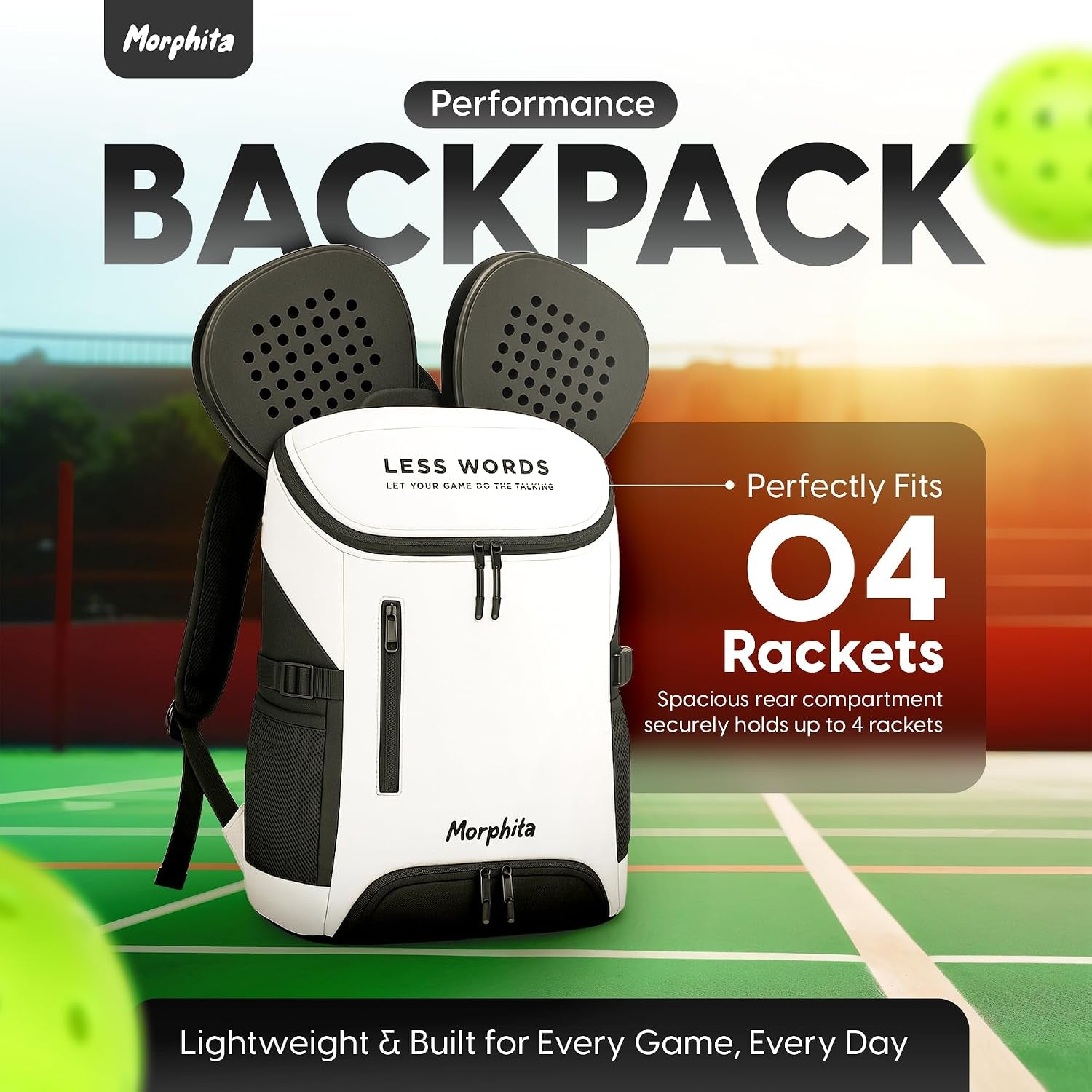 Padel and Pickleball Backpack with Laptop Sleeve, Paddle Pocket