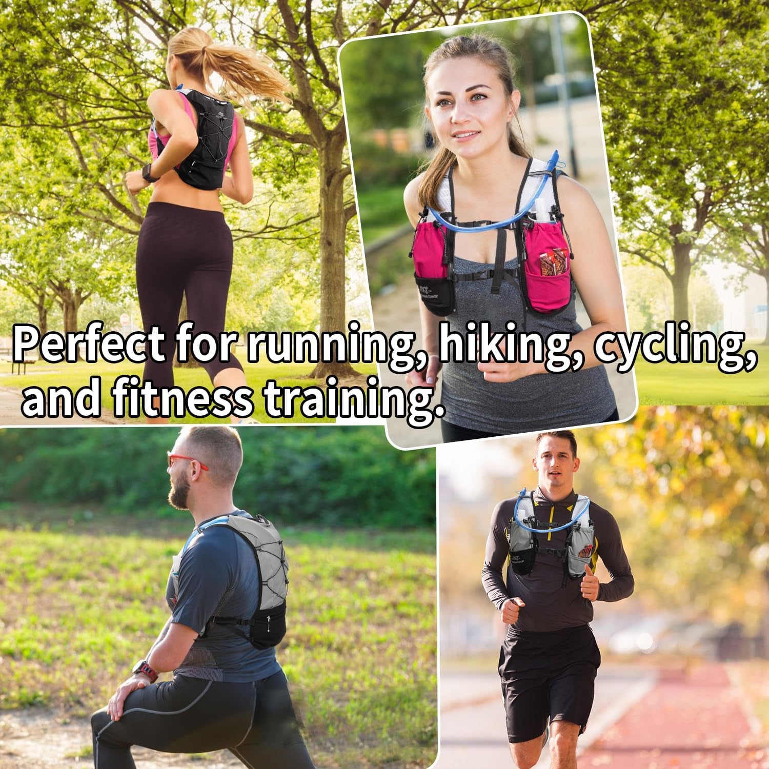 Lightweight Running Vest for Women & Men Hydration Backpack Pack with 1.5L Water Bladder Bag Running Gear Accessories for Hiking Marathon Trail Cycling