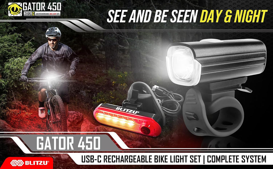 USB-C Rechargeable Bike Lights Set, LED Bicycle Front & Rear Light