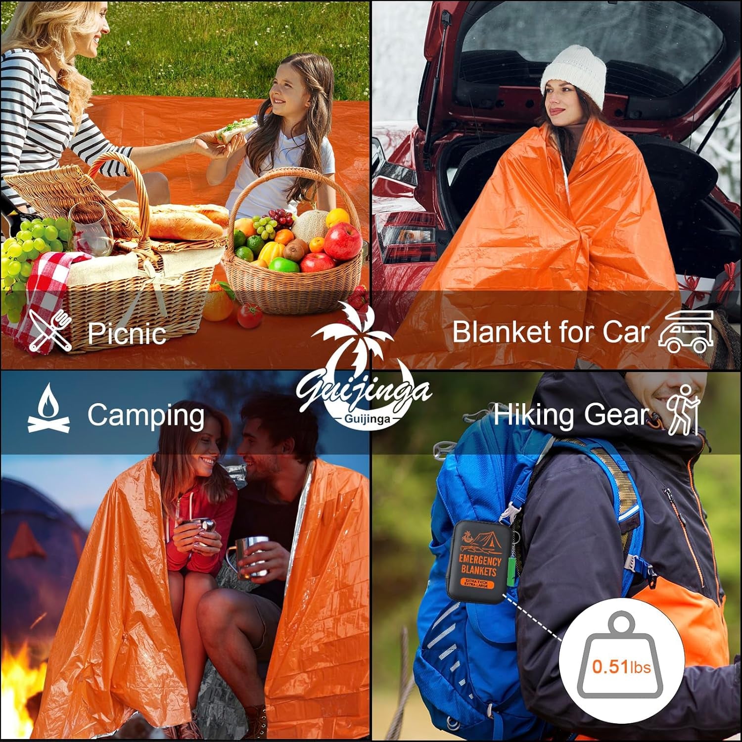 Emergency Blankets for Survival 2-Pack, Extra Thick Large Space Blankets