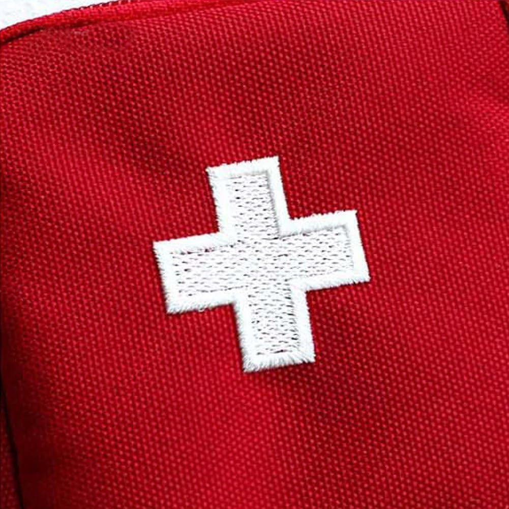 Red Portable Mini First Aid Kit, Outdoor Camping Family Survival First Aid Kit Cross Pattern First Aid Kit Safety and Survival Camping and Hiking