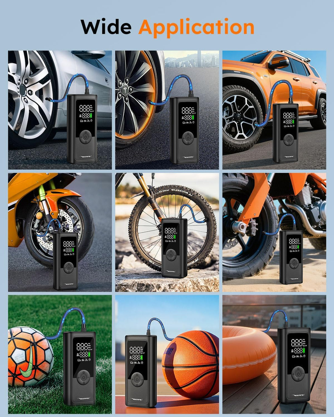 Tiny Pump Mini Bike Tire Pump - Max 120PSI Portable Electric Bicycle Air Pump with Auto Stop - Bicycle Inflator with Presta and Schrader Valve for E-Bikes & Various Bicycles Car Tire Air Pump
