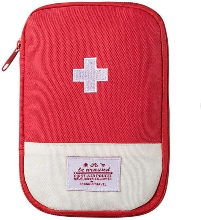 Red Portable Mini First Aid Kit, Outdoor Camping Family Survival First Aid Kit Cross Pattern First Aid Kit Safety and Survival Camping and Hiking
