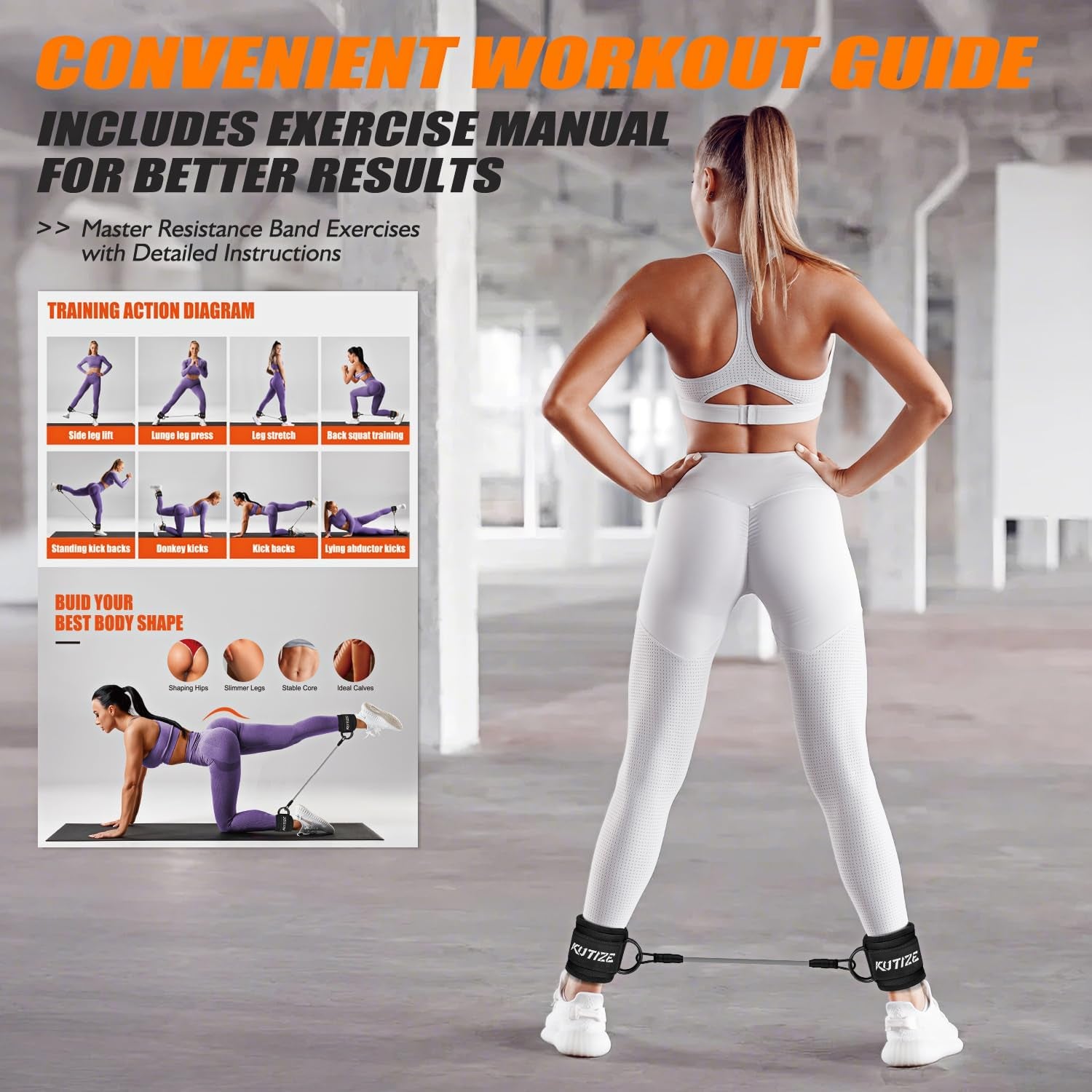 Ankle Resistance Bands for Legs, Booty Bands with Ankle Straps for Women