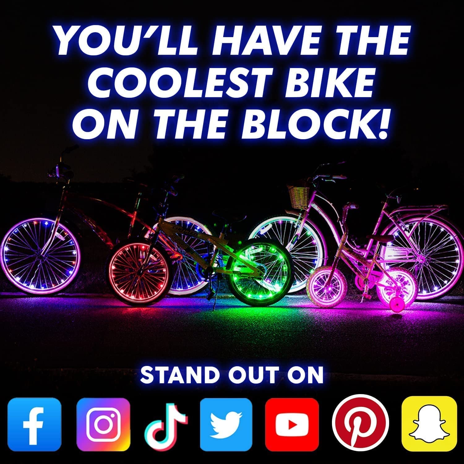 2-Tire Pack LED Bike Wheel Lights with Batteries Included, Get 100% Brighter and Visible from All Angles for Ultimate Safety and Style