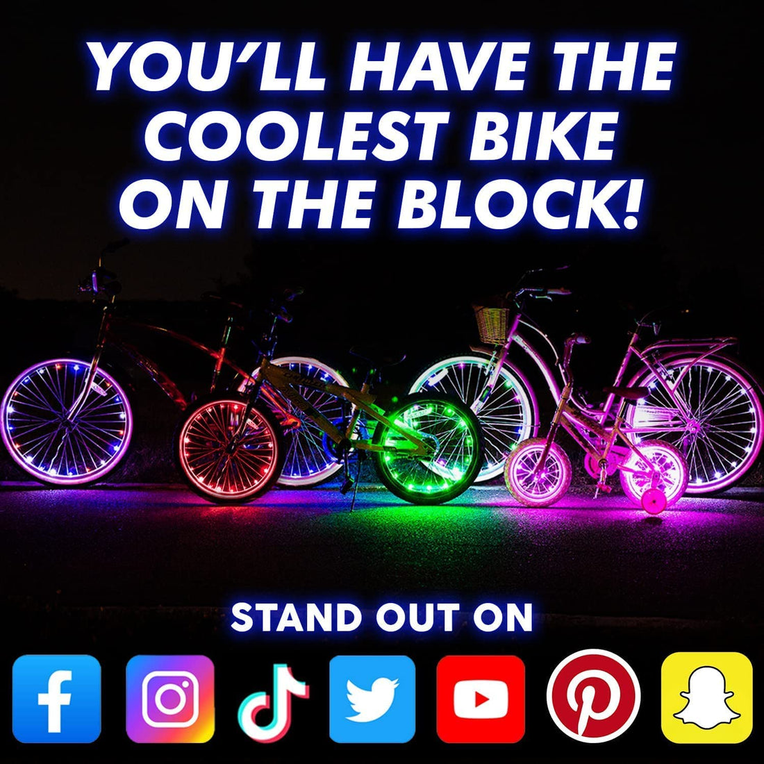 2-Tire Pack LED Bike Wheel Lights with Batteries Included, Get 100% Brighter and Visible from All Angles for Ultimate Safety and Style
