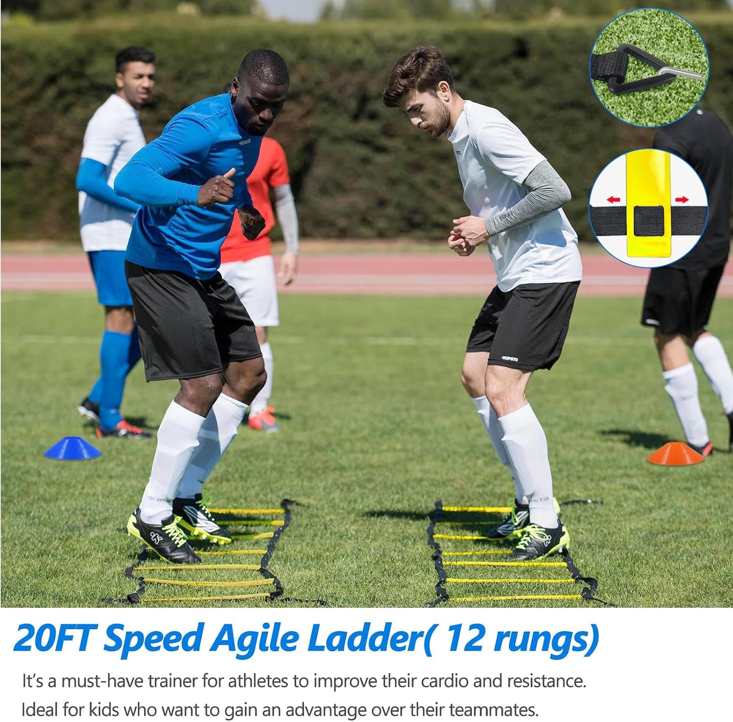 Soccer Agility Training Poles Equipment |Adjustable Soccer Equipment for Training Includes 6 Flexible Agility Poles