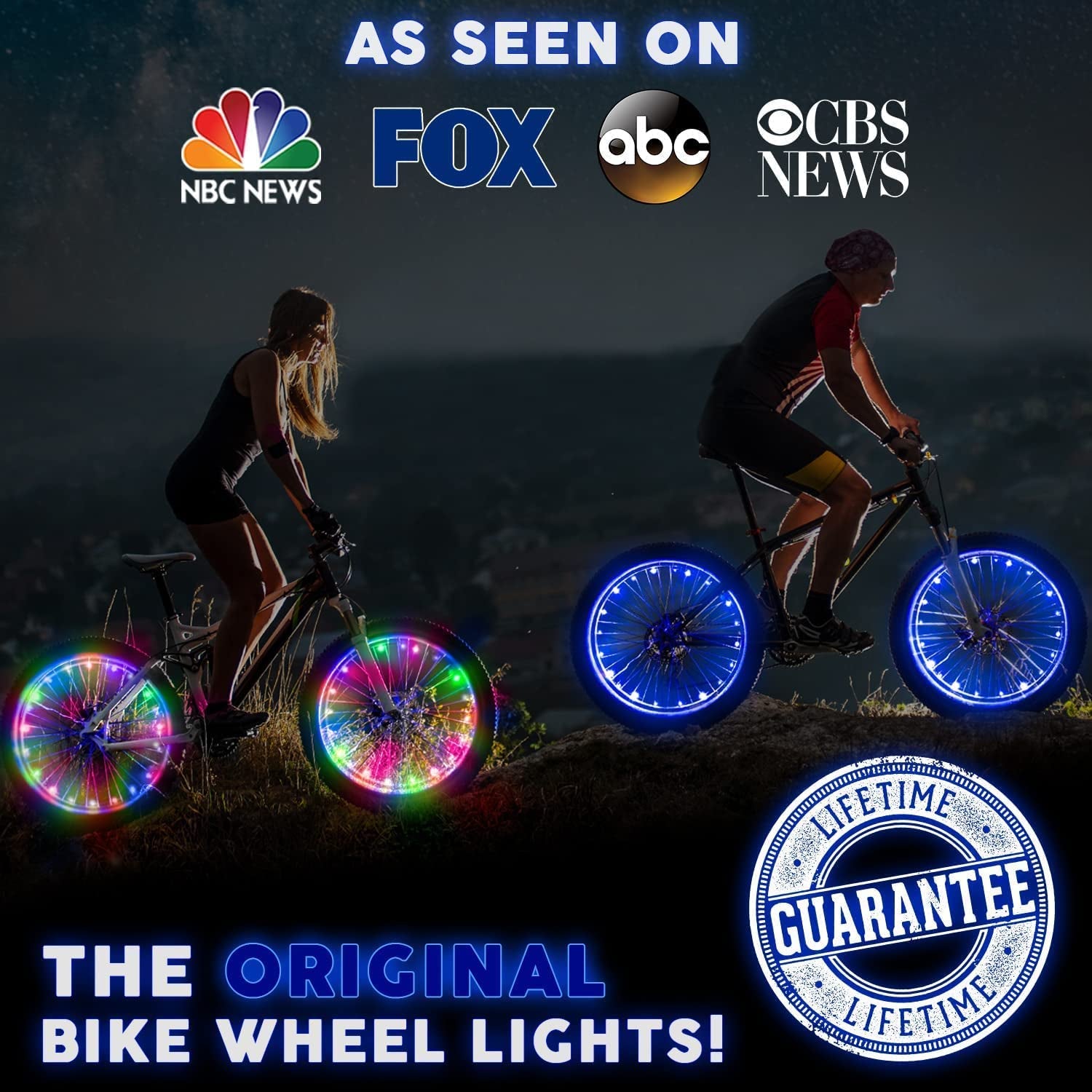 2-Tire Pack LED Bike Wheel Lights with Batteries Included, Get 100% Brighter and Visible from All Angles for Ultimate Safety and Style