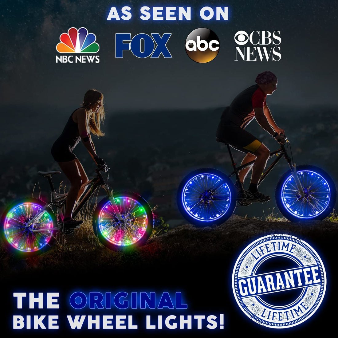 2-Tire Pack LED Bike Wheel Lights with Batteries Included, Get 100% Brighter and Visible from All Angles for Ultimate Safety and Style