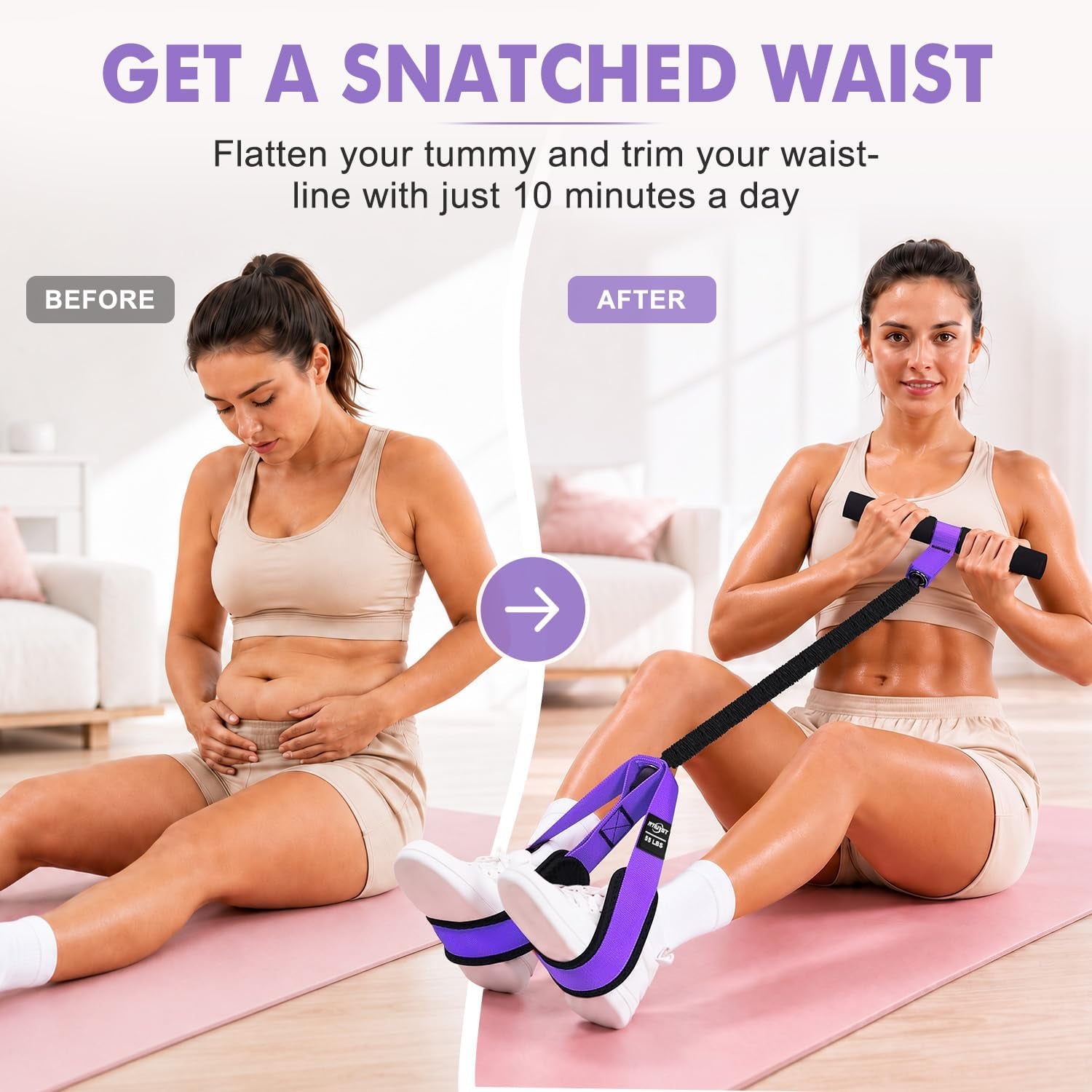 Pedal Resistance Band with Handle for Women, Home Gym Exercise Equipment