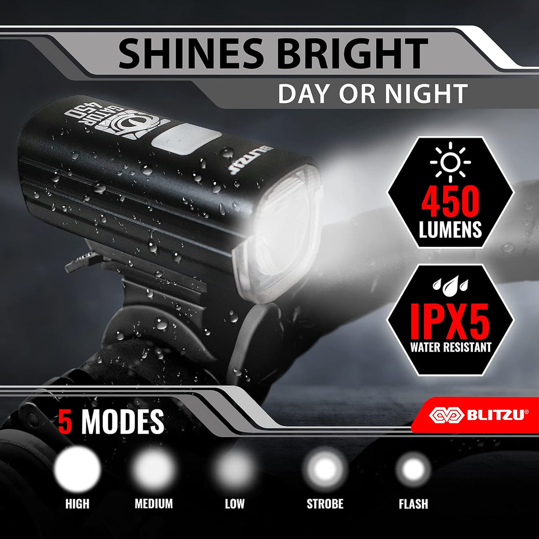 USB-C Rechargeable Bike Lights Set, LED Bicycle Front & Rear Light