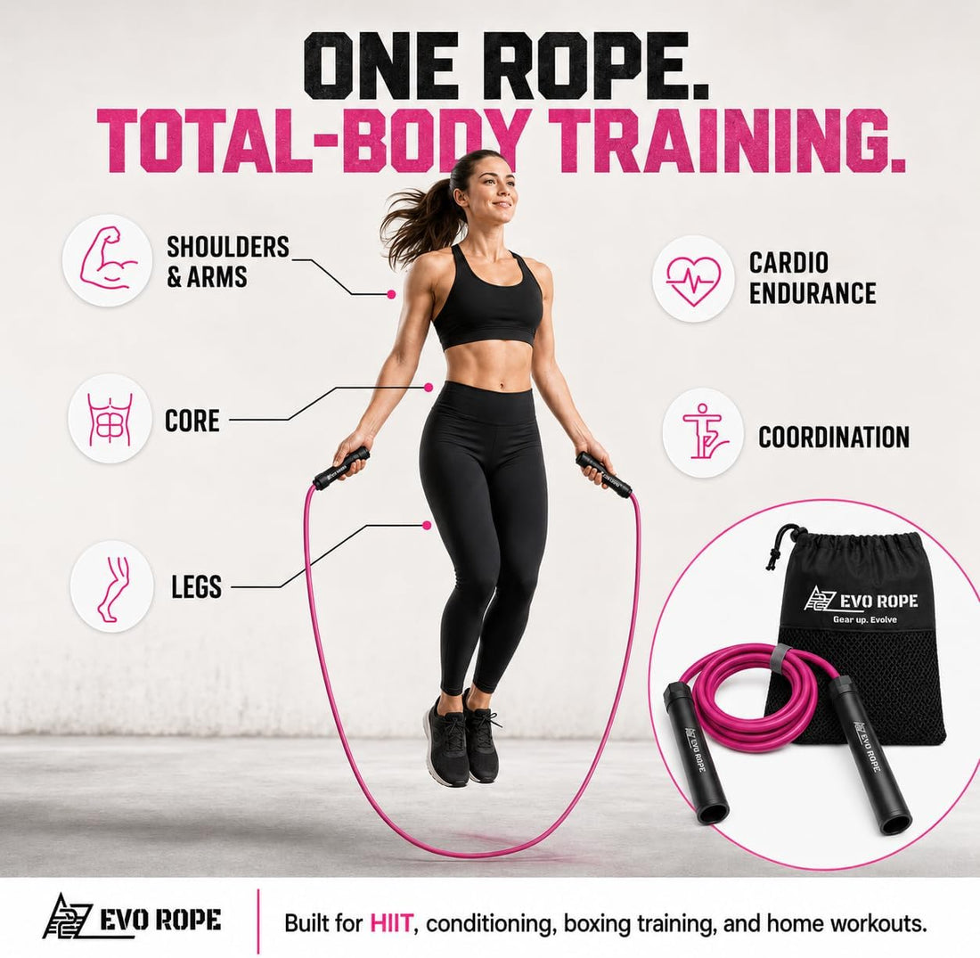 Evo Rope | 1.1LB Weighted Jump Rope for Women & Men – Adjustable 10Mm Heavy PVC Skipping Rope for Fitness, Ideal for High-Intensity Training, MMA, Boxing, Crossfit, Weight-Loss Workouts