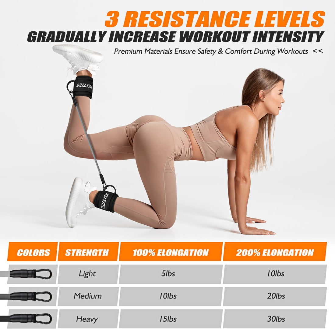Ankle Resistance Bands for Legs, Booty Bands with Ankle Straps for Women