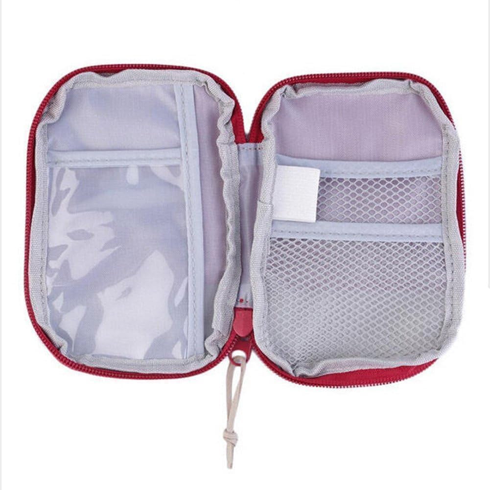 Red Portable Mini First Aid Kit, Outdoor Camping Family Survival First Aid Kit Cross Pattern First Aid Kit Safety and Survival Camping and Hiking