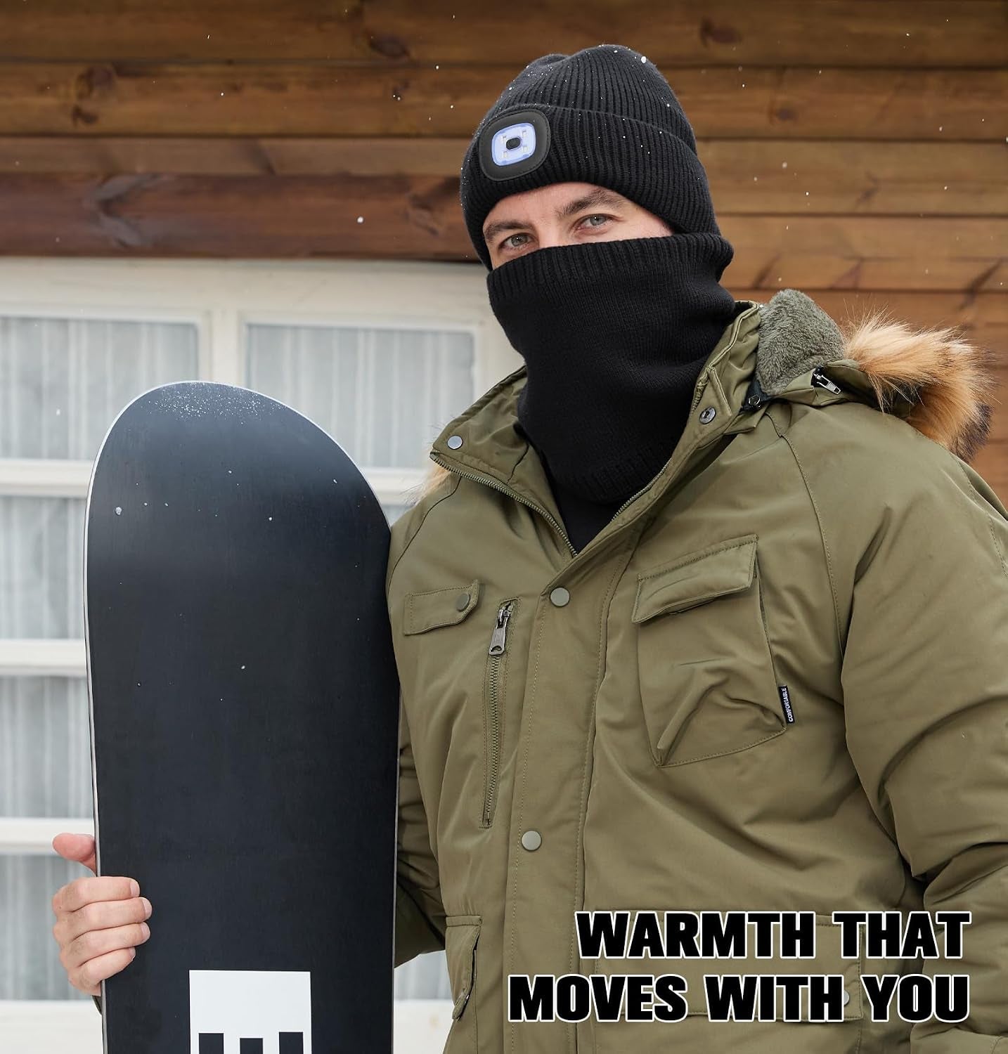 Winter Fleece Lined Beanie with a Light Scarf Gift Set for Men