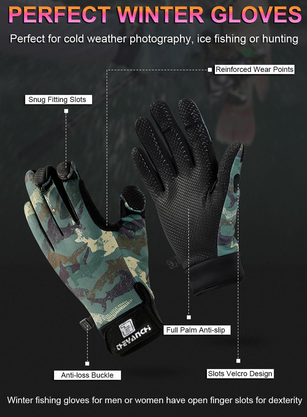 Fullfinger Fishing Gloves Men & Women, Ice Fishing Gear Hunting Gloves for Men Cold Weather, Kayak Glove Fishing Glove Cold Weather Hunting Gear Cold Weather Fishing Gear