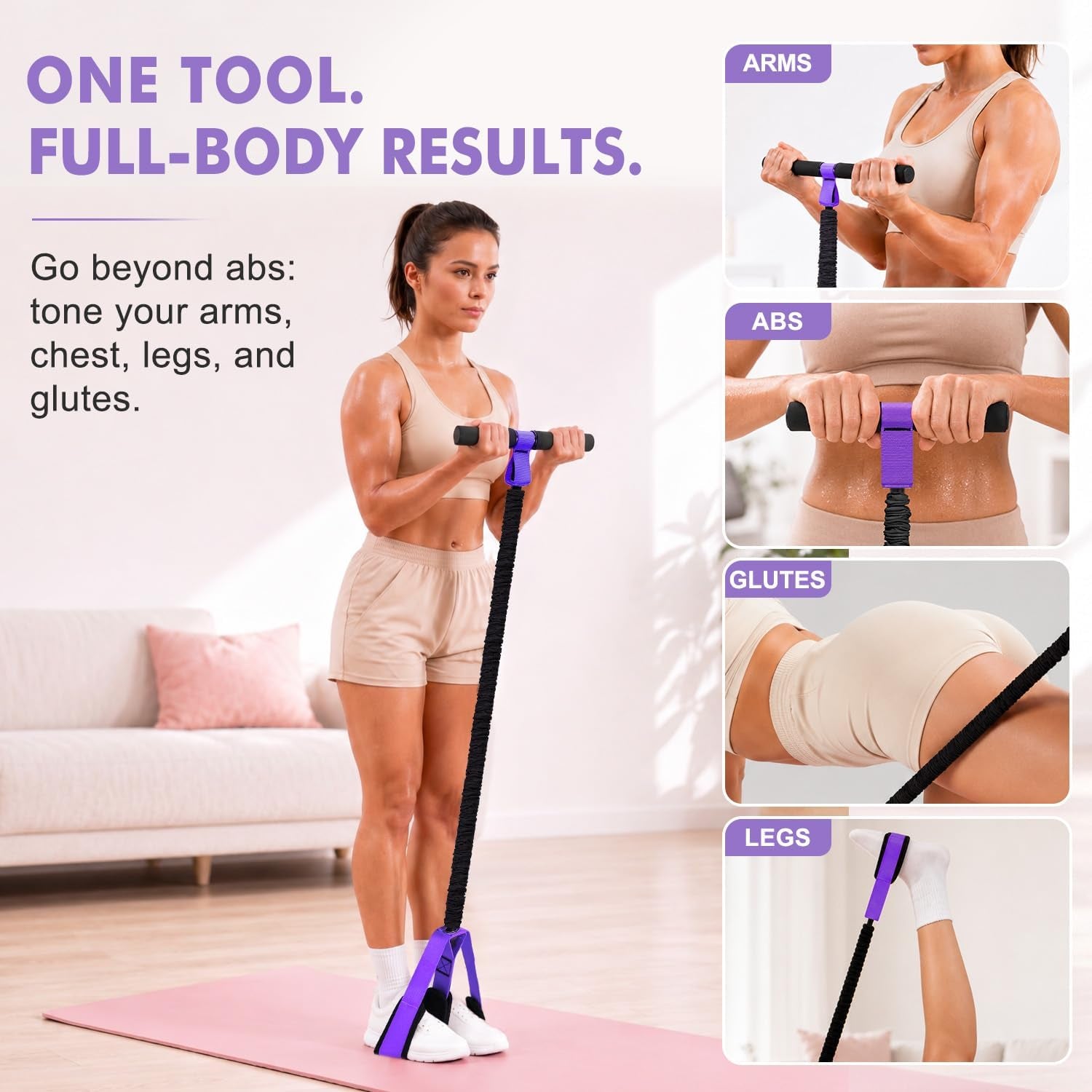 Pedal Resistance Band with Handle for Women, Home Gym Exercise Equipment