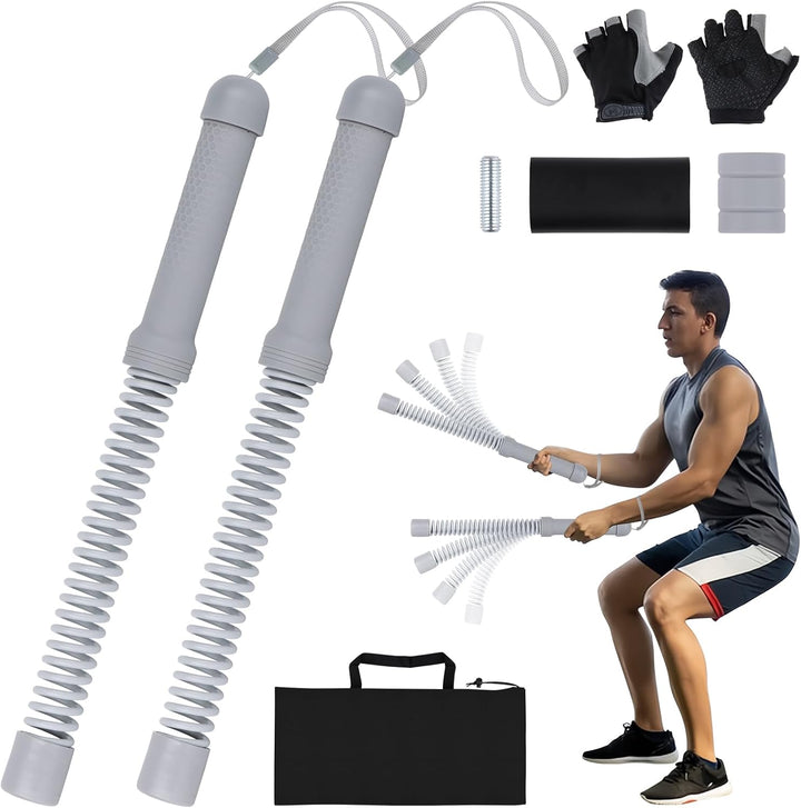 Ropeless Battle Ropes for Home Gym – 2Pcs Portable with Non-Slip Gloves