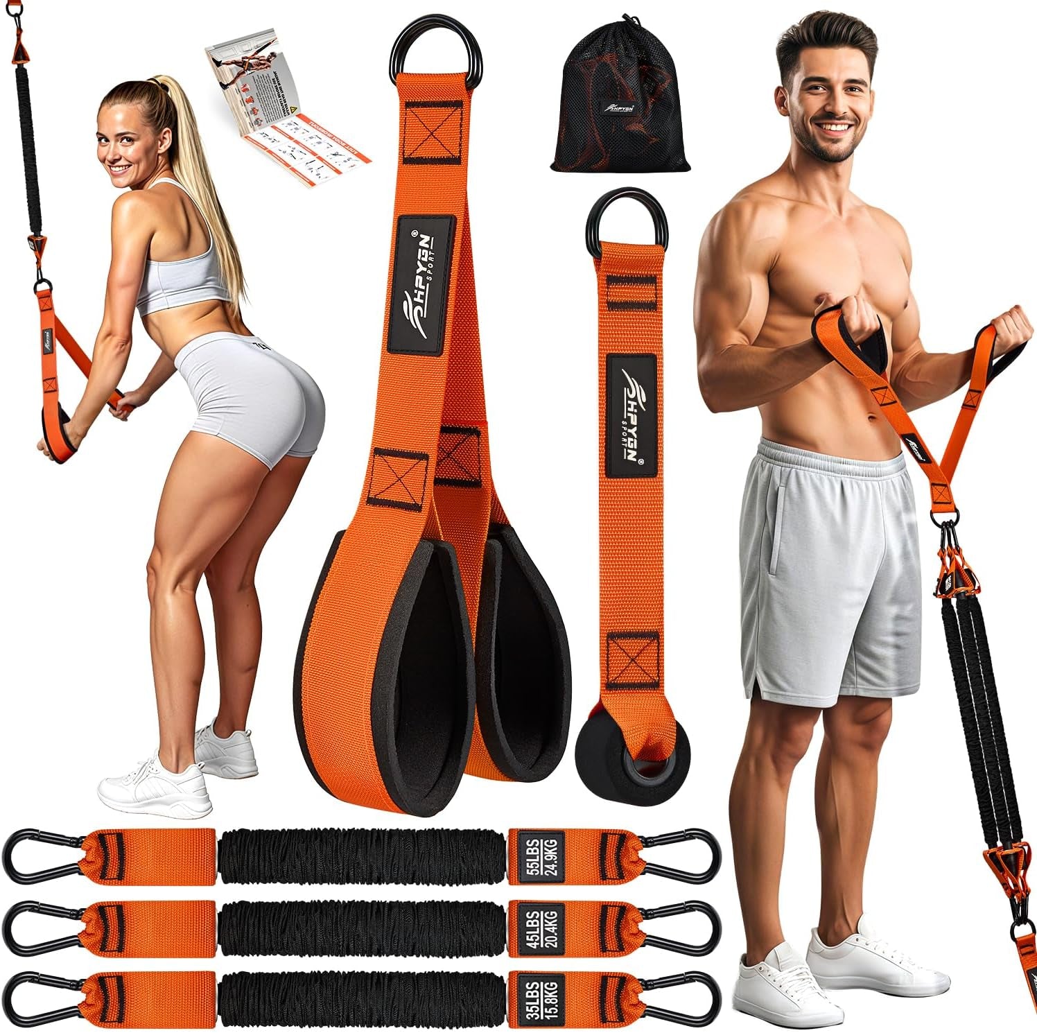 Resistance Bands Training for Arms, Biceps, Triceps, Back, Abs, Shoulders, Heavy Duty Exercise Bands with Handles, Door Anchor, Home Gym Workout Equipment for Tricep Pushdowns, Face Pulls