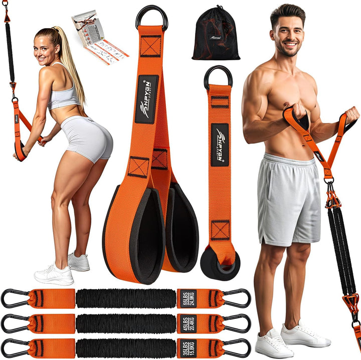 Resistance Bands Training for Arms, Biceps, Triceps, Back, Abs, Shoulders, Heavy Duty Exercise Bands with Handles, Door Anchor, Home Gym Workout Equipment for Tricep Pushdowns, Face Pulls