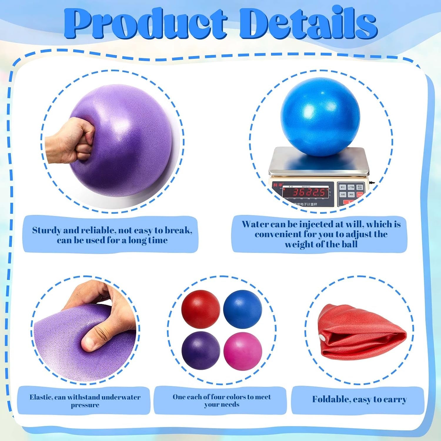 4 Pcs Water Resistance Ball 10 Inches Pool Workout Equipment