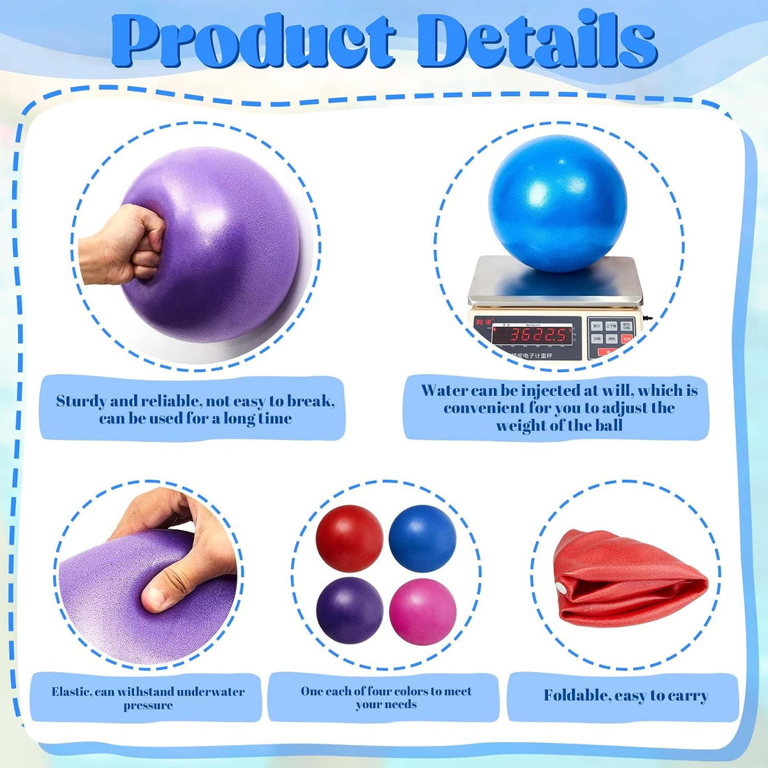 4 Pcs Water Resistance Ball 10 Inches Pool Workout Equipment