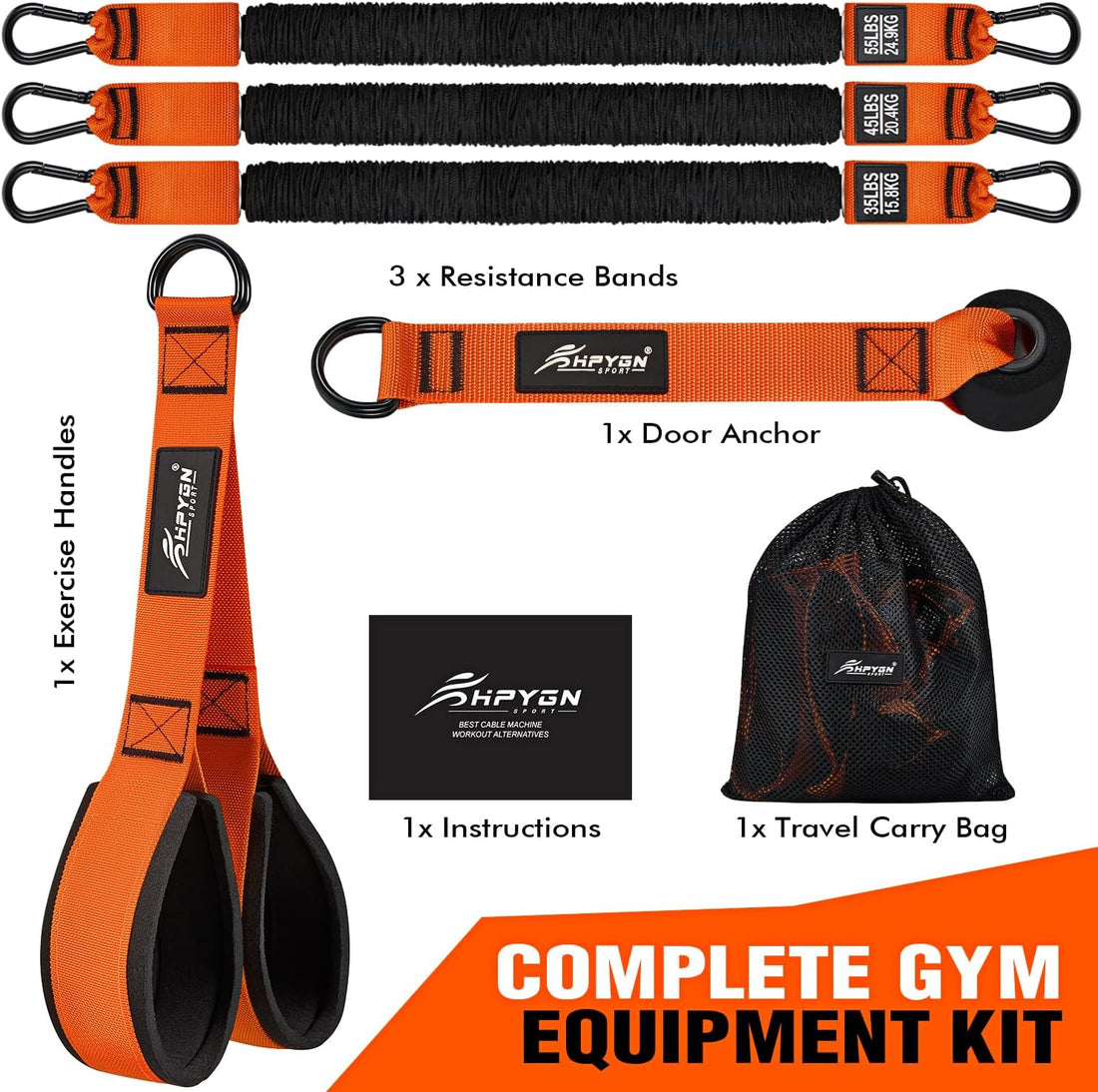 Resistance Bands Training for Arms, Biceps, Triceps, Back, Abs, Shoulders, Heavy Duty Exercise Bands with Handles, Door Anchor, Home Gym Workout Equipment for Tricep Pushdowns, Face Pulls