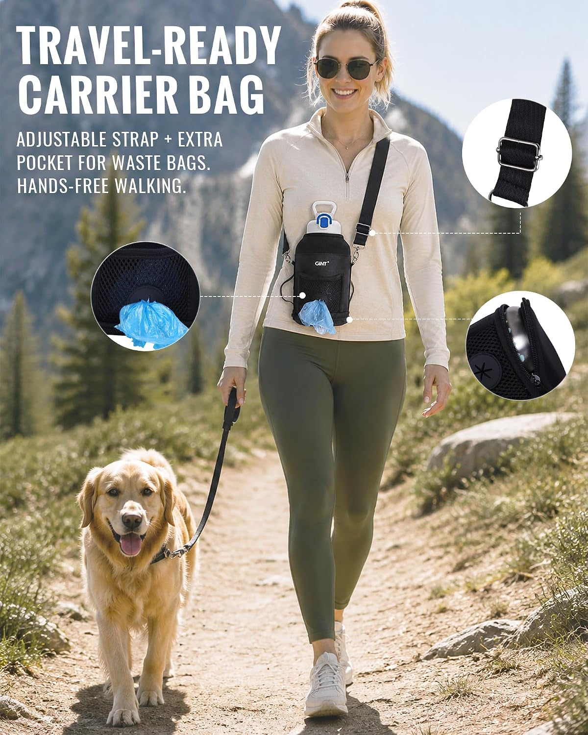 37Oz / 1.1L Insulated Dog Water Bottle with Carrying Case, (White)