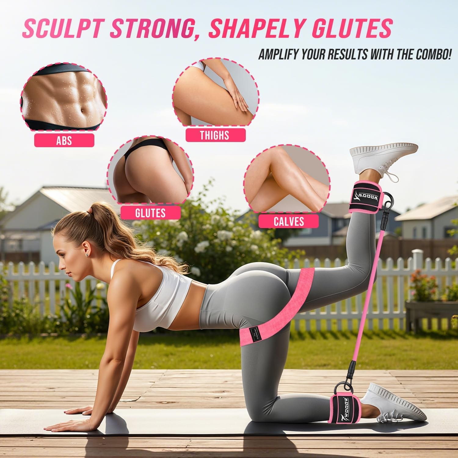 Ankle Resistance Bands with Cuffs & Booty Bands Set for Legs & Glutes