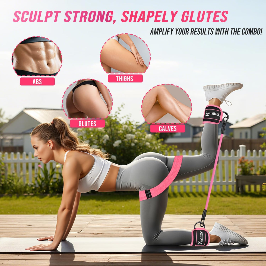 Ankle Resistance Bands with Cuffs & Booty Bands Set for Legs & Glutes