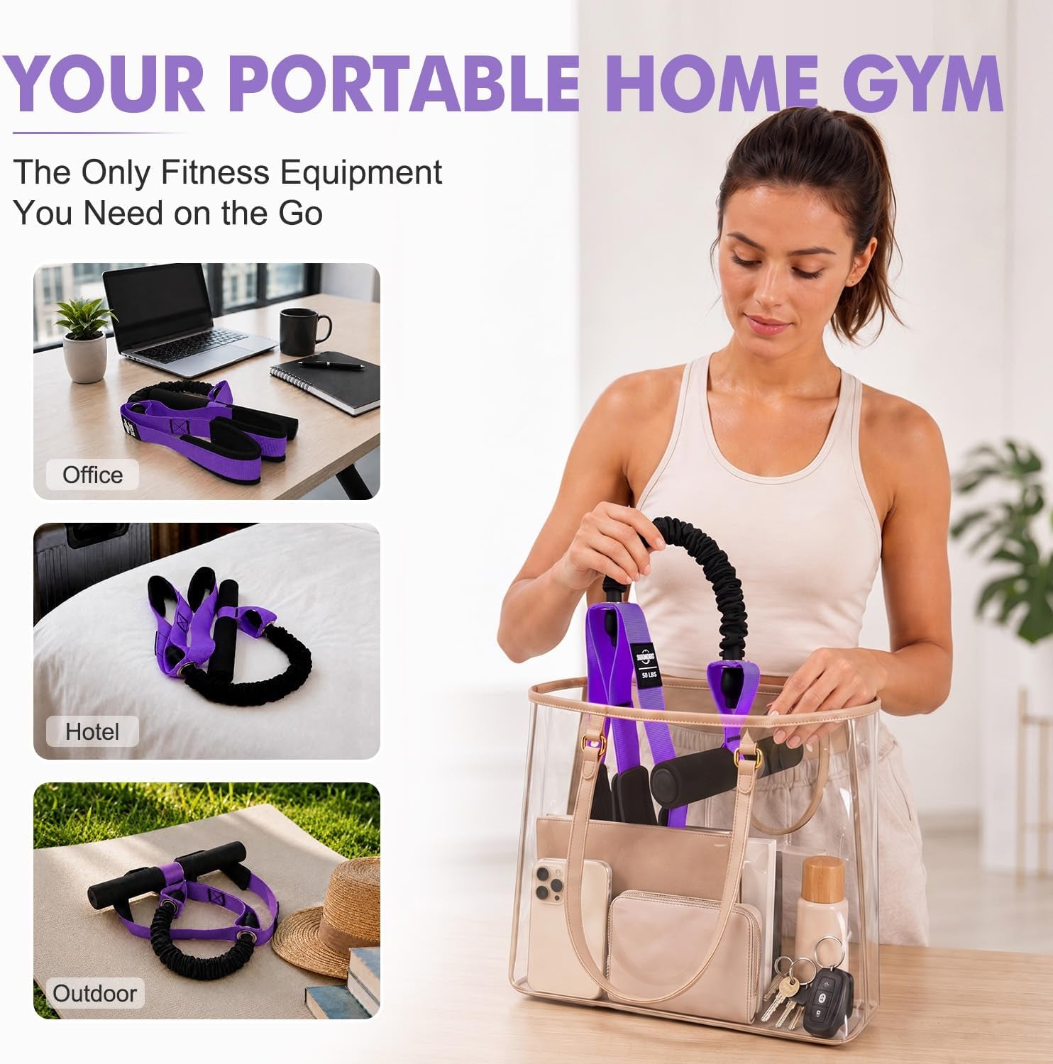 Pedal Resistance Band with Handle for Women, Home Gym Exercise Equipment