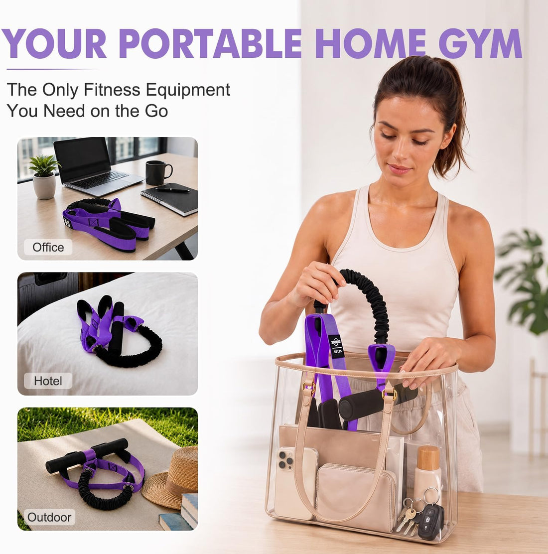Pedal Resistance Band with Handle for Women, Home Gym Exercise Equipment