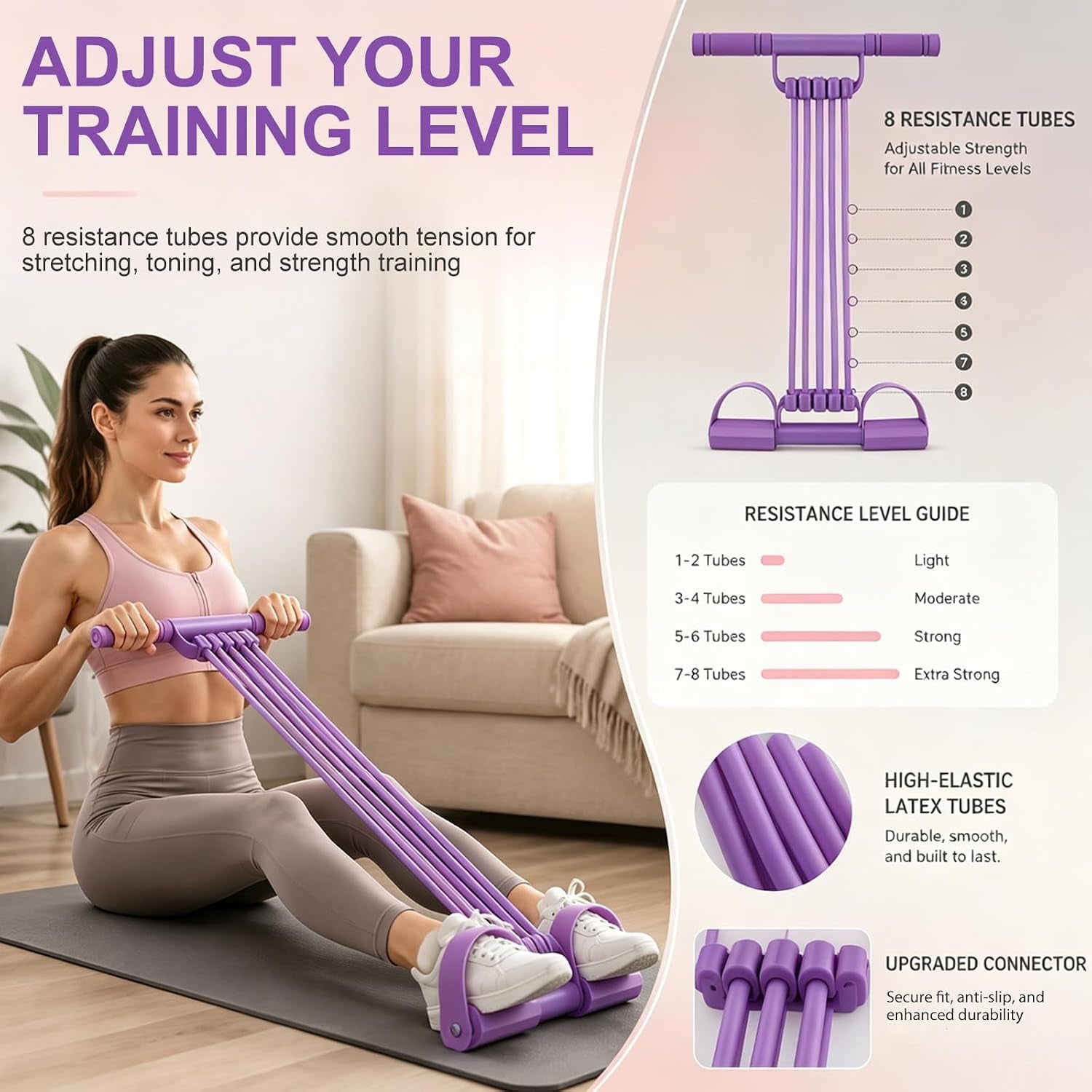 3-In-1 Pedal Resistance Band, Foot Pedal Exercise Band with Handles