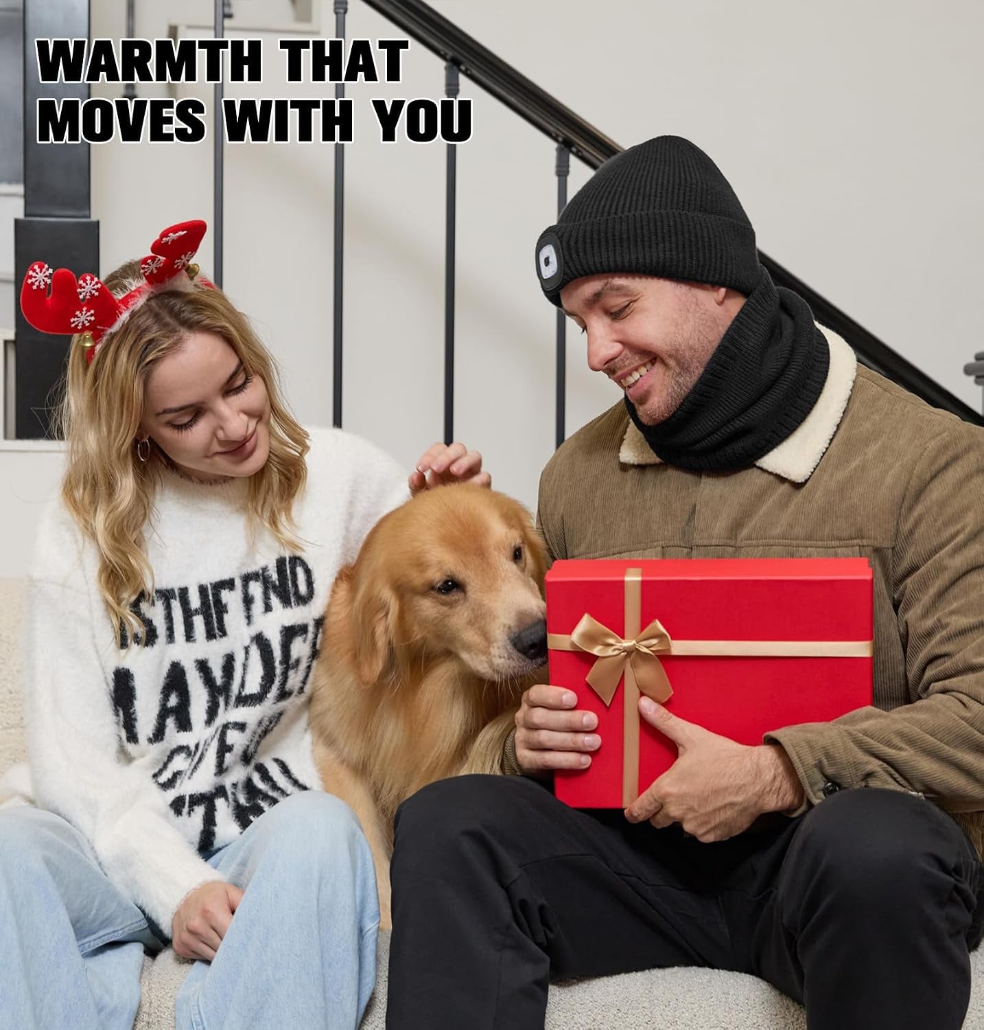 Winter Fleece Lined Beanie with a Light Scarf Gift Set for Men