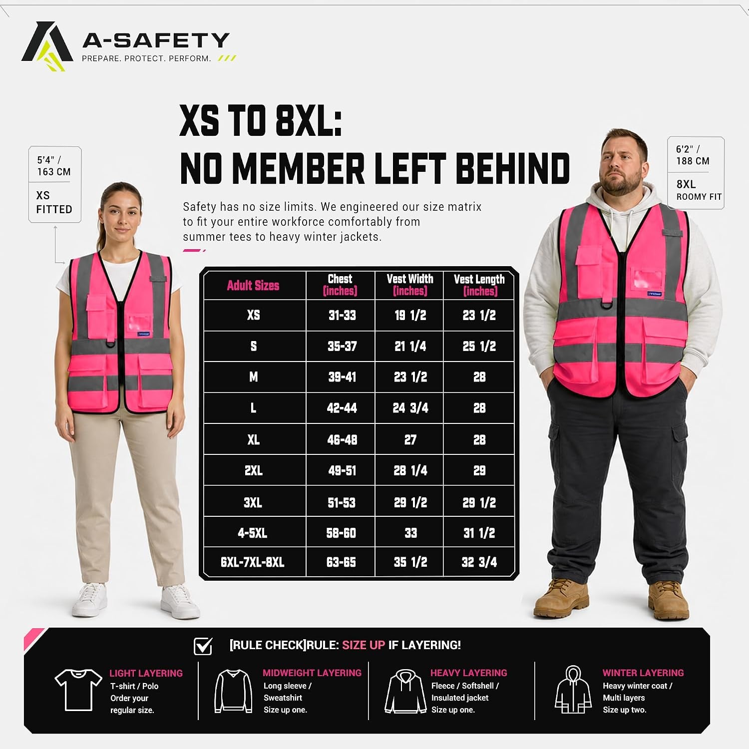 Reflective Safety Vest with Mic Tabs, Black Front Zipper, Pink, L