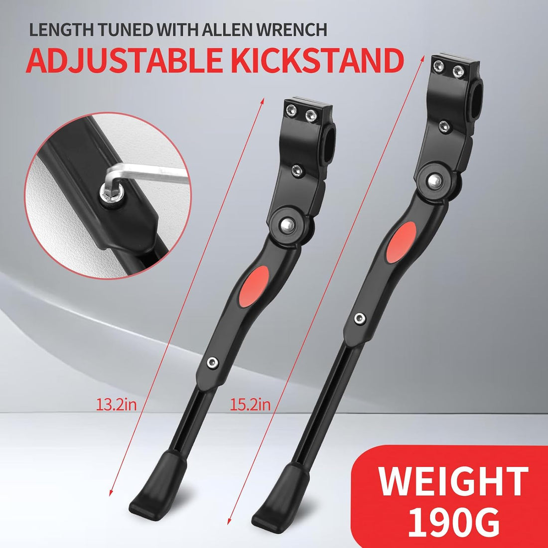 Adjustable Bike Kickstand Compatible with Nishiki, Bicycle Side Kickstand, Aluminum Alloy Bike Kick Stand, Easy to Install, for 22 24 26 Inch Mountain Bikes, MTB and Road Bikes Accessories, Black