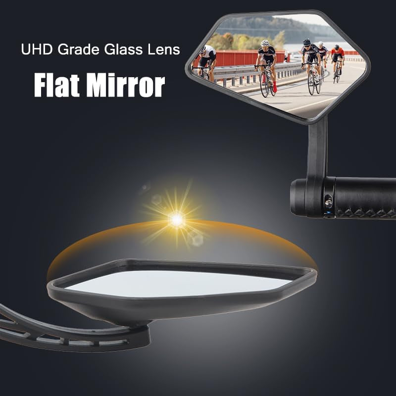 1 Pair Bike Mirror Handlebar End Mount Bicycle Mirrors E-Bike Mirrors, HD Glass Convex Mirror, Rotatable and Adjustable Wide Angle Rear View Shockproof Mirrors,Safe Cycling Bike Accessories.