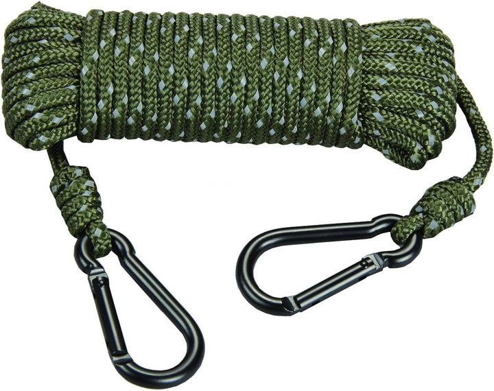 30Ft Heavy Duty Reflective Treestand Rope - Diameter Rope with 2 Carabiner Clips