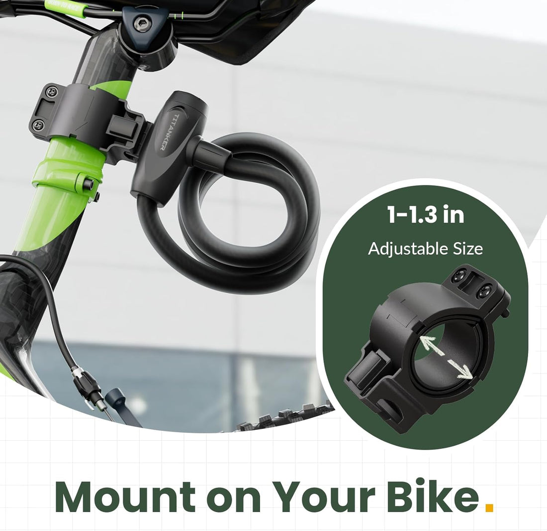 Bike Lock, 1/2 Inch Thick Bike Lock Cable Coiled Secure Bicycle Lock with Keys Scooter Lock Bike Locks Heavy Duty anti Theft Bike Cable Lock with Mounting Bracket (4Feet, 6 Feet)