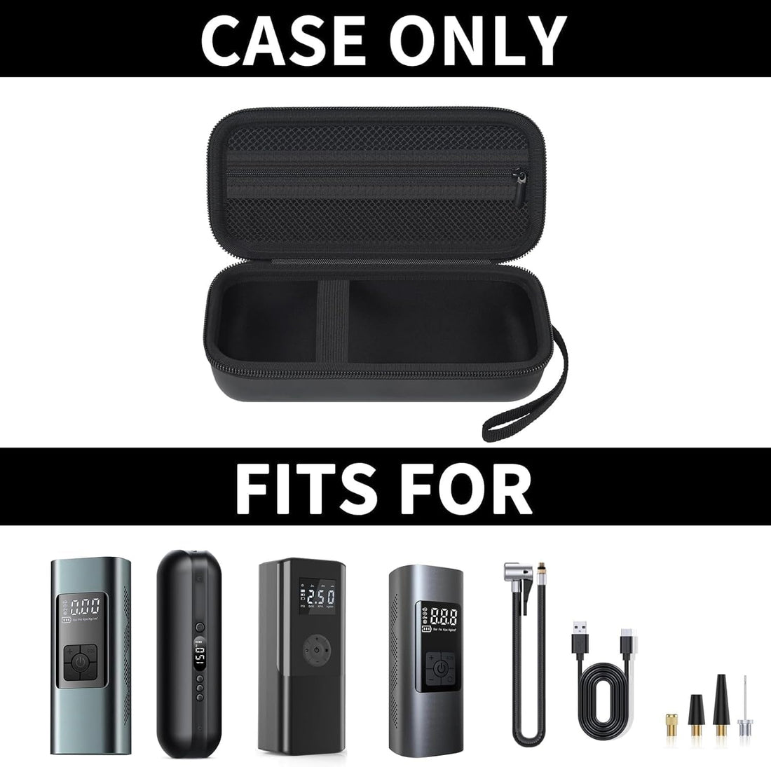 Portable Tire Inflator Case for Car, Bike and Motorcycle Pumps, Case Only