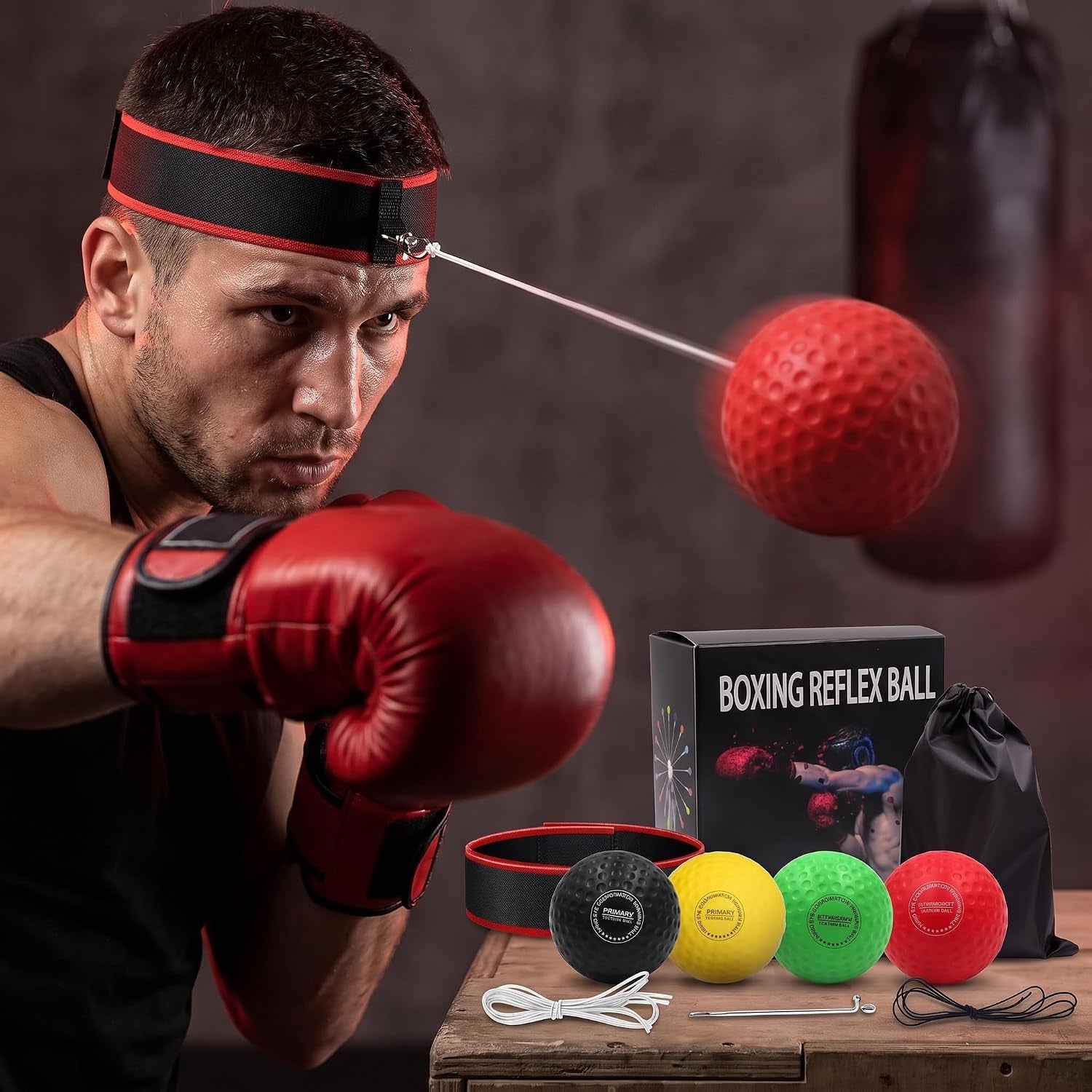 Boxing Reflex Ball with 2 Adjustable Headbands