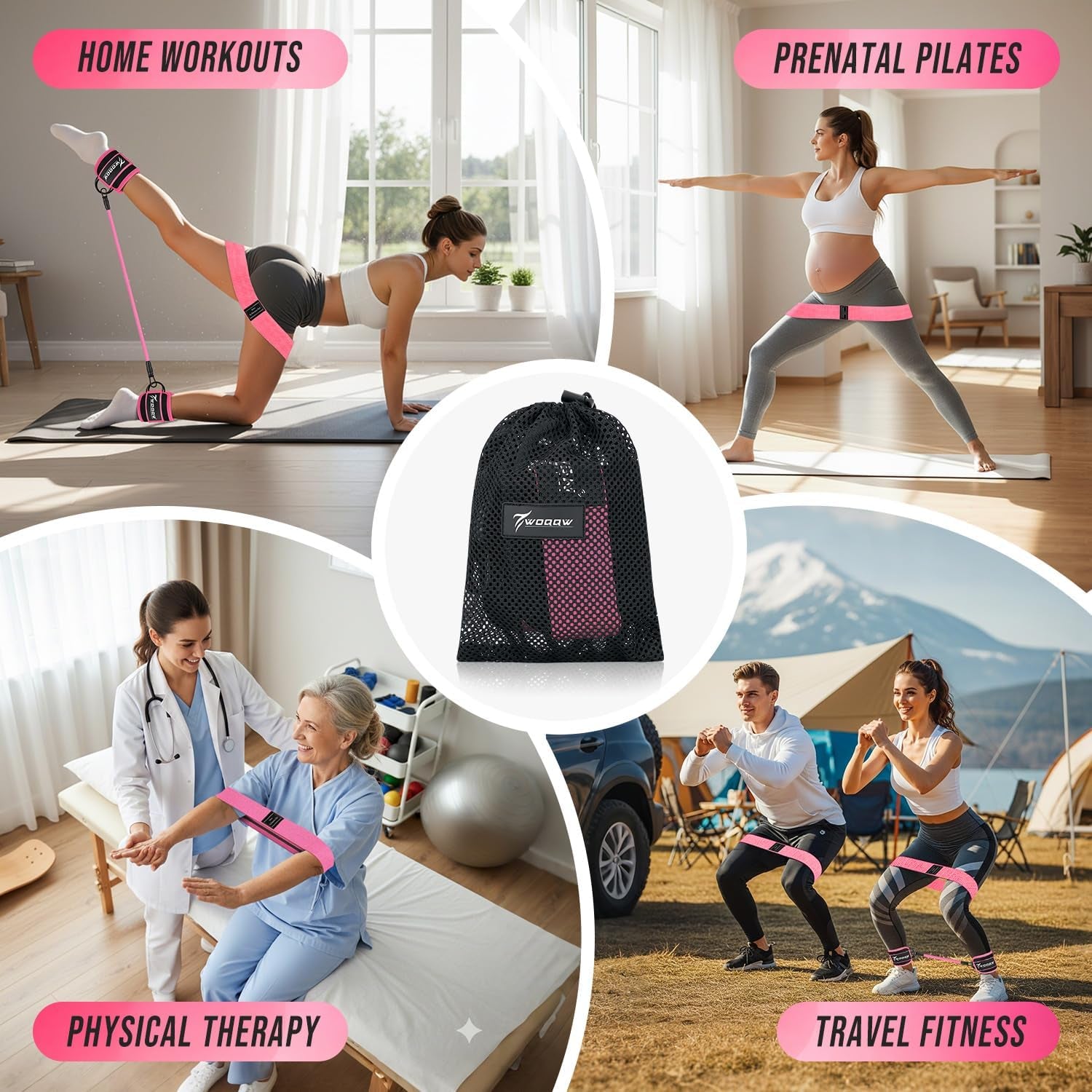 Ankle Resistance Bands with Cuffs & Booty Bands Set for Legs & Glutes