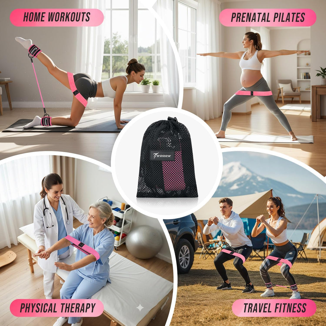 Ankle Resistance Bands with Cuffs & Booty Bands Set for Legs & Glutes