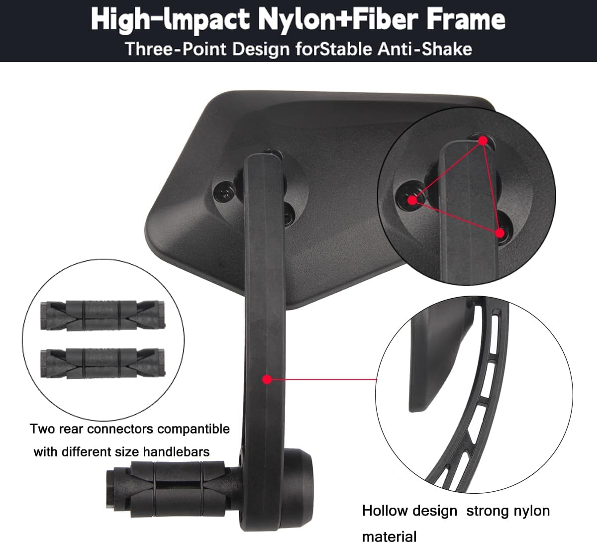 1 Pair Bike Mirror Handlebar End Mount Bicycle Mirrors E-Bike Mirrors, HD Glass Convex Mirror, Rotatable and Adjustable Wide Angle Rear View Shockproof Mirrors,Safe Cycling Bike Accessories.