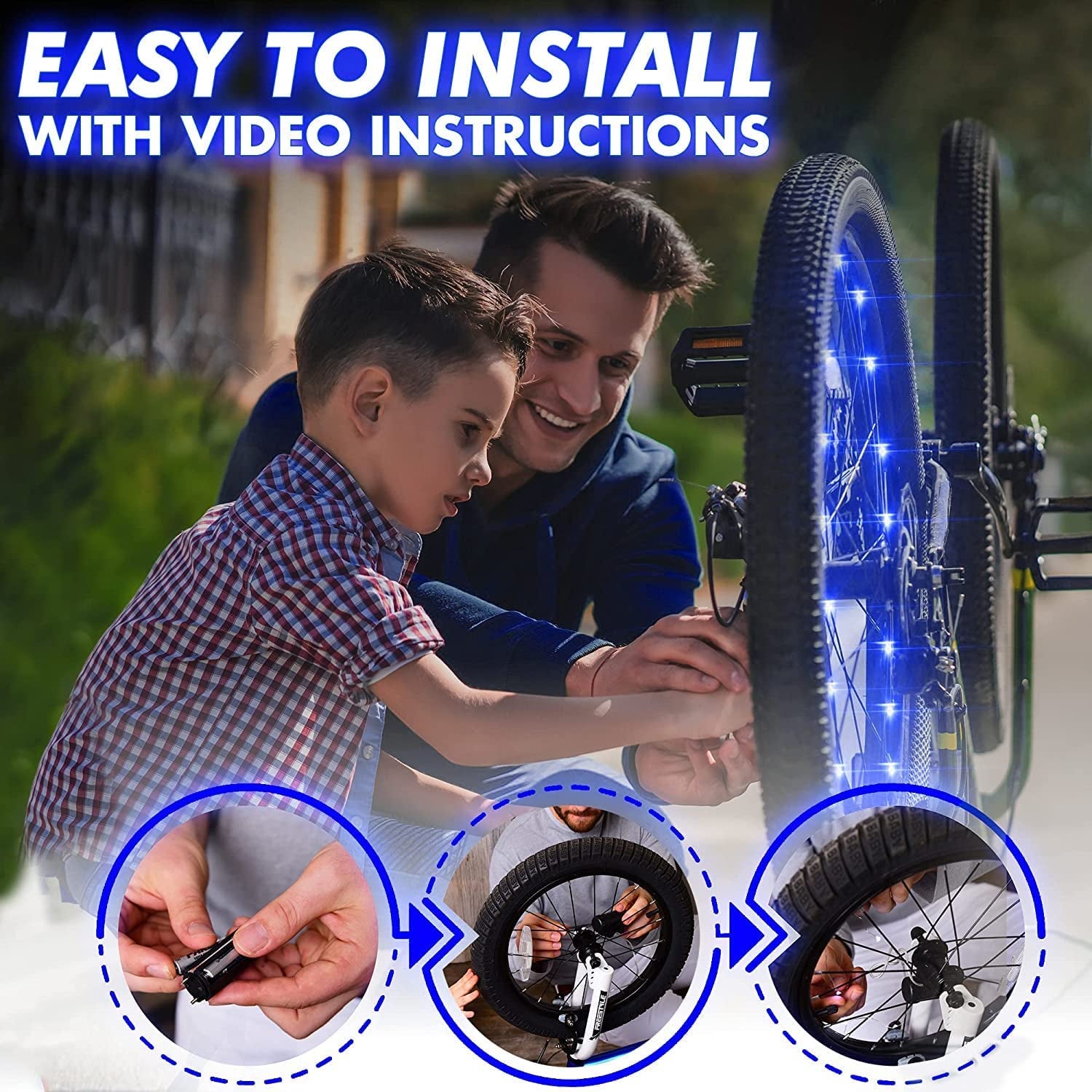 2-Tire Pack LED Bike Wheel Lights with Batteries Included, Get 100% Brighter and Visible from All Angles for Ultimate Safety and Style