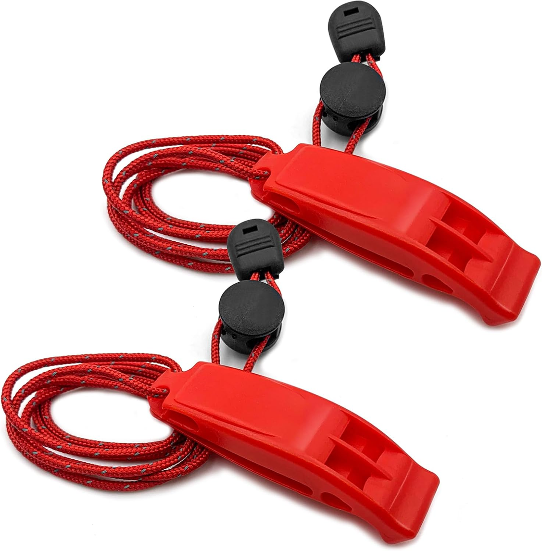 Emergency Survival Whistles, 2 Pack Double Tube Waterproof Safety Whistle with Lanyard