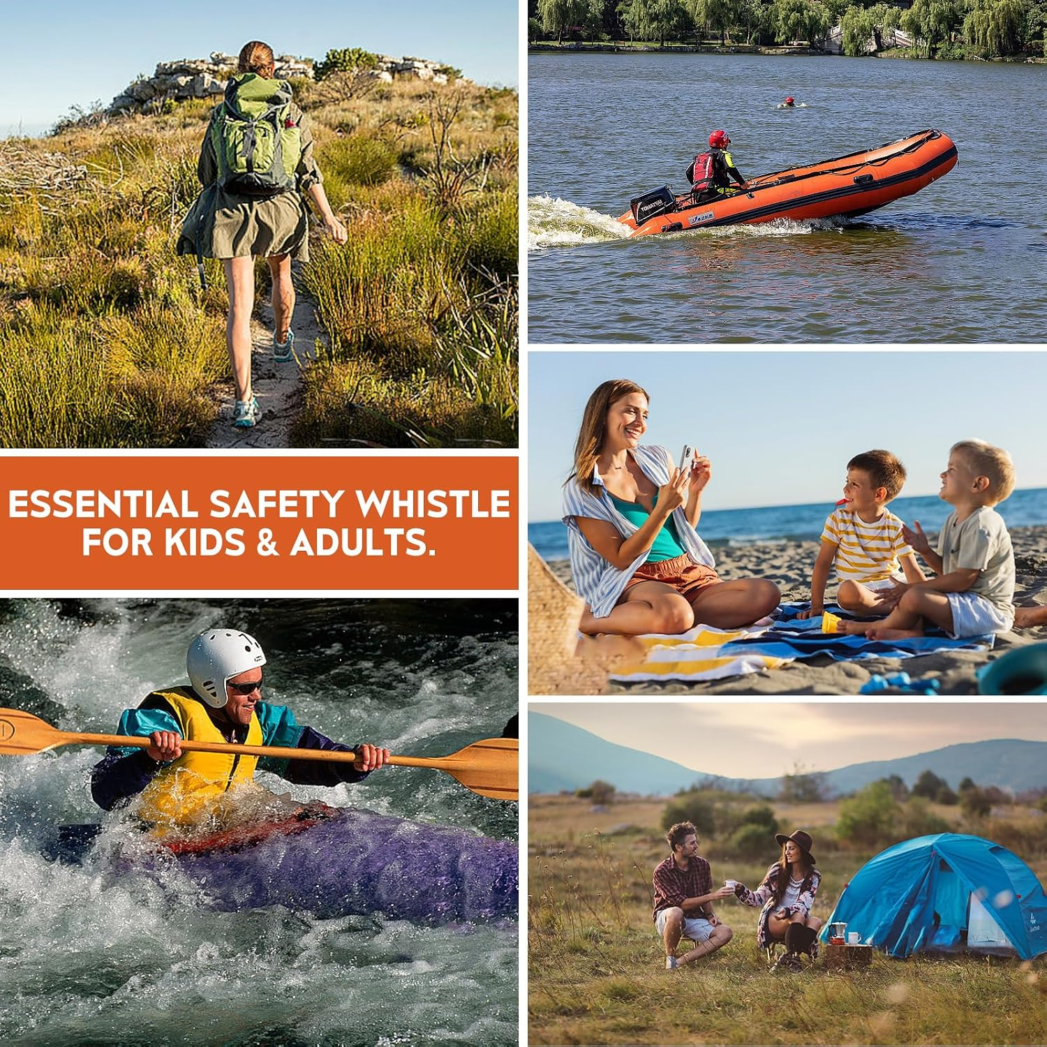 Emergency Survival Whistles, 2 Pack Double Tube Waterproof Safety Whistle with Lanyard